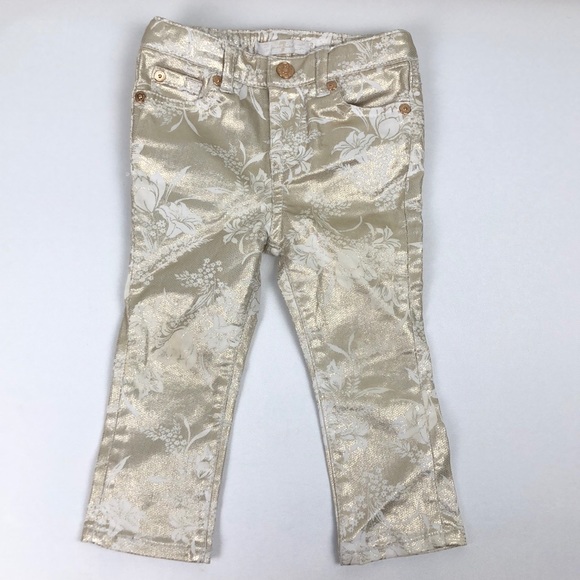 7 For All Mankind White and Gold  Baby Jeans 18M - Picture 1 of 6
